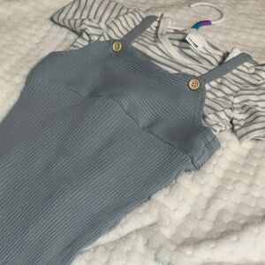 Source Unknown Blue and White Striped Kids Bodysuit